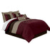 Chezmoi Collection Loft 8 Piece Luxury Striped Comforter Set King Burgundy Coffee Brown
