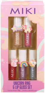 Miki Unicorn Lip Gloss with Ring Set