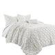 Lush Decor Ravello Pintuck Vintage Chic Farmhouse Style 5 Piece Comforter Set with Pillow Shams King White