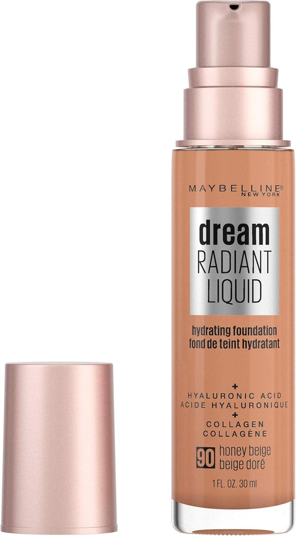 Maybelline Dream Radiant Liquid Hydrating Foundation with Hyaluronic Acid - Honey Beige 90, Honey Beige