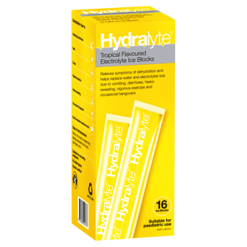 Hydralyte Electrolyte Ice Blocks Tropical 16 X 62.5ml Pack