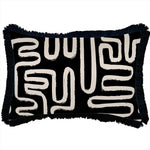 Escape to Paradise Cushion Cover Coastal Fringe Black Maze Black 35CM X 50CM