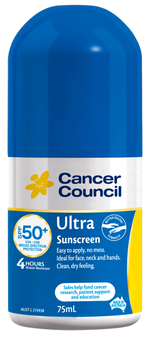Cancer Council SPF 50 Plus Ultra Sunscreen Roll On 75ML