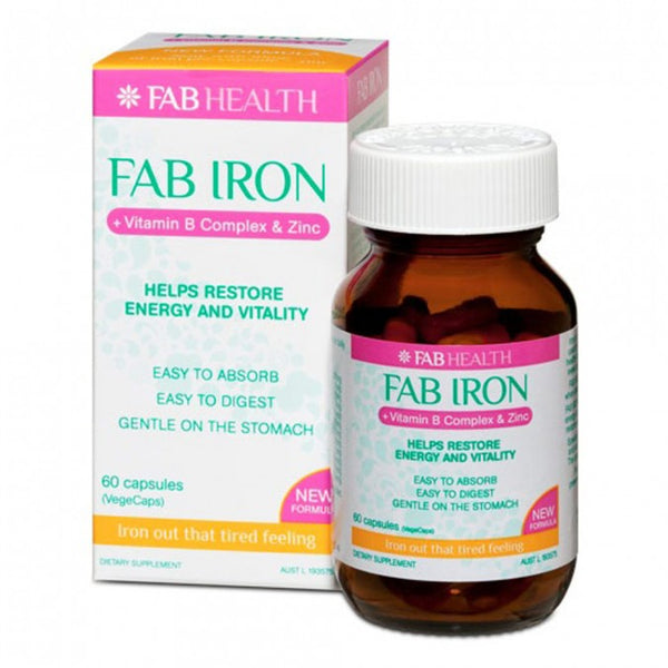 Fab Iron plus Vitamin B Complex and Zinc 60 Capsules