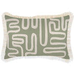 Escape to Paradise Cushion Cover Coastal Fringe Maze Sage 35CM X 50CM