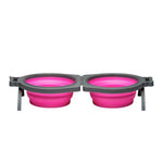 Loving Pets Bella Roma Travel Double Bowl for Pets Pink