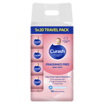 Curash Fragrance Free Baby Wipes 5 x 20 Pack