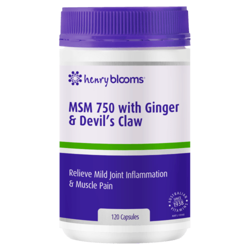 Henry Blooms MSM 750 With Ginger & Devil’s Claw 120 Capsules