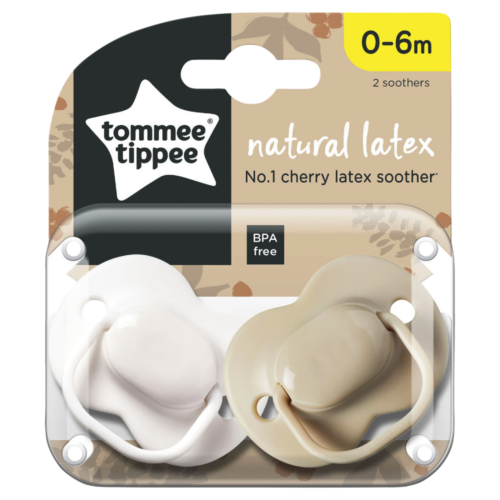 Tommee Tippee Natural Latex Cherry Soothers 0-6m 2 Pack