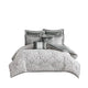 Madison Park Odette 8 Piece Jacquard Damask Medallion Comforter Set Silver King 104 x 92 Inches