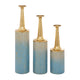 Deco 79 Metal Floral Decorative Vase Centerpiece Vases with Gold Top Set of 3 Blue