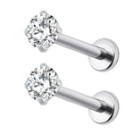 Studex Pygmy Flatback Push Pin Cubic Zirconia Earrings Stainless Steel Pair