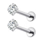 Studex Pygmy Flatback Push Pin Cubic Zirconia Earrings Stainless Steel Pair