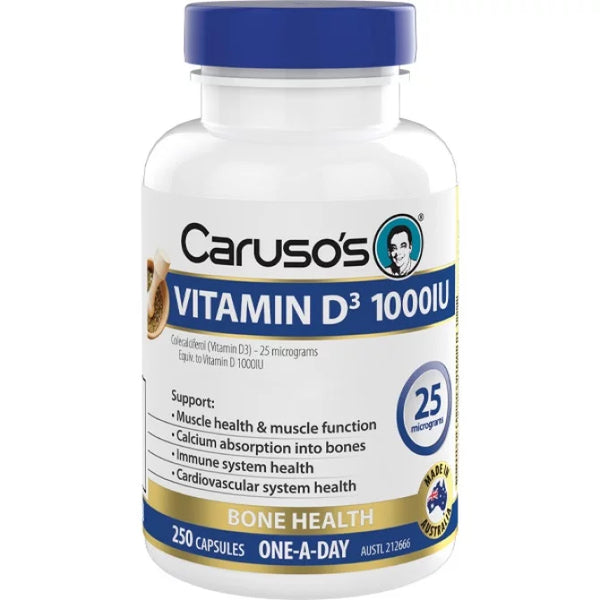 Carusos Vitamin D3 1000IU 250 Capsules