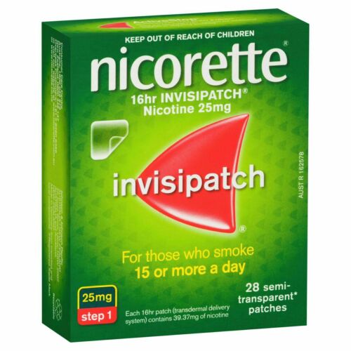 Nicorette Nicotine Patch 16hr Invisipatch Step 1 25mg 28 Patches