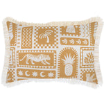 Escape to Paradise Cushion Cover Coastal Fringe Naxos Mustard 35CM X 50CM