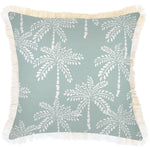 Escape to Paradise Cushion Cover Coastal Fringe Cabana Palms Seafoam 45CM X 45CM