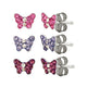 Sterling Silver Crystal Butterfly Stud 3 Pairs Earrings