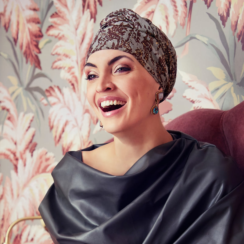 Christine Amber Boho Turban Gold Dust Browns One Size