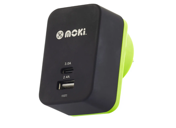 Moki Wall Charger+(Typec+Usb)3.0 Rapidcharge Black