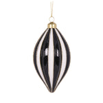 Holly and Ivy Black And White Stripe Drop Bauble Christmas Tree Ornament