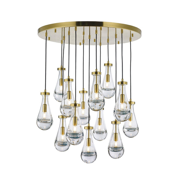 Rayne Collection - Round Cluster - W: 80cm H: 120cm - Brass Chandelier