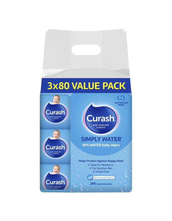 Curash Water Wipes 3X80