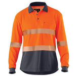 Eleven Workwear Spliced Hi-Vis Segmented 'Hoop' Taped L/S Polo Shirt Orange Ligh