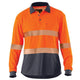 Eleven Workwear Spliced Hi-Vis Segmented 'Hoop' Taped L/S Polo Shirt Orange Light Charcoal XL