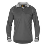 Eleven Workwear Aerocool L/S Polo Shirt Mid Charcoal Silver Grey