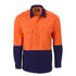 Eleven Workwear Hi Vis Cotton Ripstop Long Sleeve Shirt Orange Navy