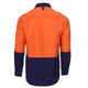 Eleven Workwear Hi Vis Cotton Ripstop Long Sleeve Shirt Orange Navy