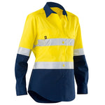 Eleven Workwear Women’s Aerocool Spliced Hi Vis Perforated 3M 'Hoop' Taped Shirt Yellow Navy