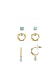 Ear Sense Gold/Opal Stud, Circle & J Hoop Trio
