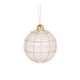 Holly and Ivy White Tartan Drop Glass Bauble Christmas Tree Ornament