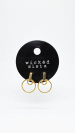 Wicked Sista Gold Tone Modern Design Earrings