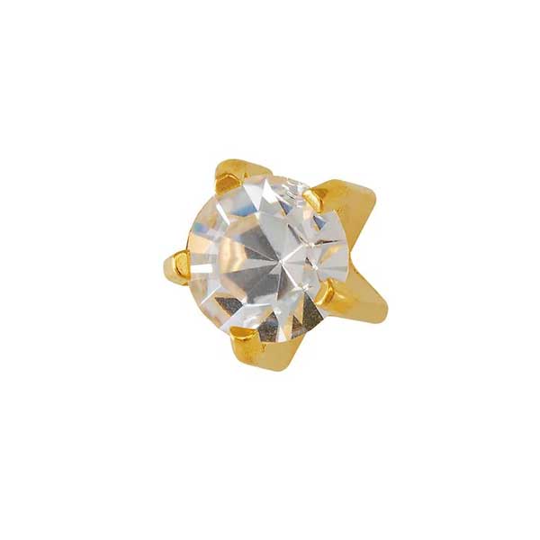 Rossan Fd2090 Cubic Zirconia Gold Clawset Piercing Stud