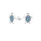 Sterling Silver Multi Jewelled Turtle Earrings