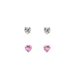 Rossan Petite Pink Crystal Heart Earrings in Sterling Silver