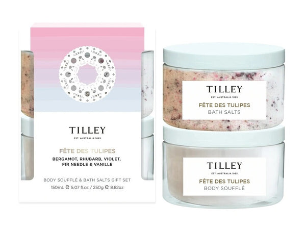 Tilley Body Souffle & Bath Salts Gift Set - Fete Des Tulipes