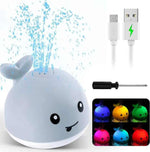 Whale Automatic Water Spray Baby Bath Toys with LED Lights USB Rechargeable