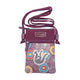 Kangaroo Gifts Hand Painted Leather And Canvas Crossbody Sling Bag Hippie Style 13 x 19 cm