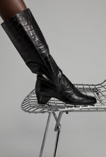 Arche Sample Marnya Black Alligator Print Boots 38