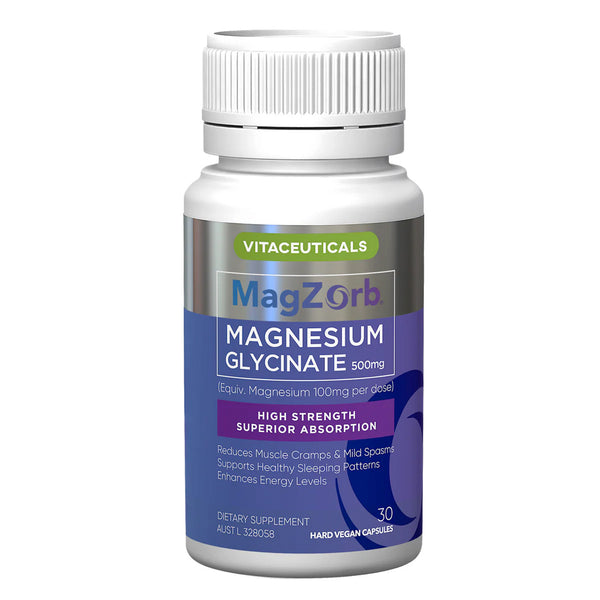 Vitaceuticals Magzorb Magnesium Glycinate 500mg 30 Capsules