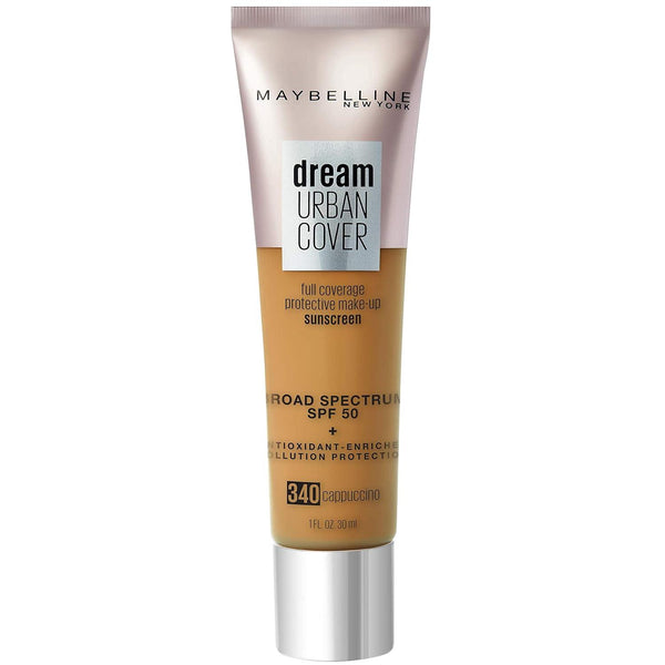 Maybelline Dream Urban Cover Liquid Foundation Makeup, SPF 50, Cappuccino, 1 fl oz