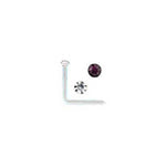 Rossan Acrylic Duo Jewelled Nose Studs Bent Post NS4042 Clear and Amethyst