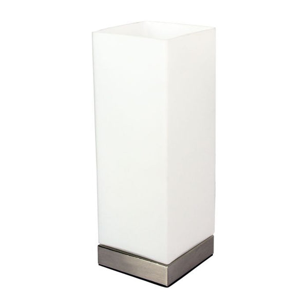 Pepe Table Lamp Square On/Off Touch Opal Matt/ Brushed Chrome