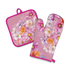 Lisa Pollock Oven Mitt and Pot Holder Set Wistful Wildflowers
