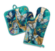 Lisa Pollock Tranquil Butterflies Oven Mitt and Pot Holder Set