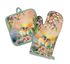 Lisa Pollock Cotton Oven Mitt and Pot Holder Set Sunset Love Birds Design